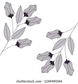 flowers and leaves isolated icon