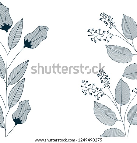flowers and leaves isolated icon