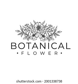 Flowers Leaves Leaf Blossom Botanical Drawing Logo Vector Illustration Template Icon Design 