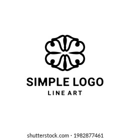 flowers and leaves logo design template with line art concept, floral badges, emblems for fashion, beauty, jewelry industry, etc. anyway you want, editable