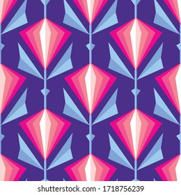 Flowers and leaves. Mid-century modern art vector background. Abstract geometric seamless pattern. Decorative ornament in retro vintage design style. Floral backdrop.