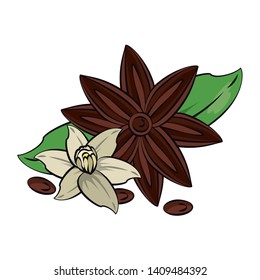 Flowers and leaves nature drawing isolated vector illustration graphic design