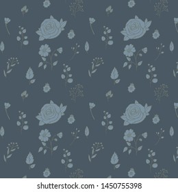 Flowers and leaves on a dark background. Floral background. Roses with leaves.