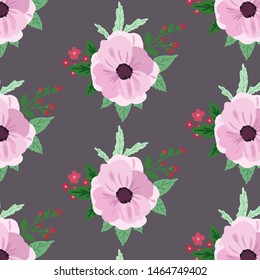 Flowers with leaves on a dark background. Floral background.