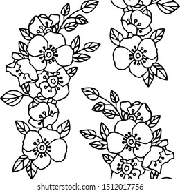 Flowers with leaves on a light background. Floral background.