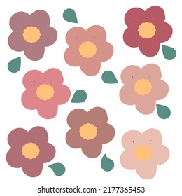 flowers and leaves on a white background