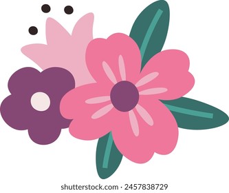 Flowers With Leaves Ornament Vector Illustration