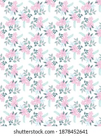 Flowers and leaves ornamental seamless pattern