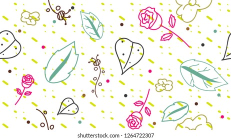 Flowers and Leaves Pattern Abstract Background vector eps10
