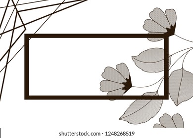 flowers with leaves and rectangle isolated icon