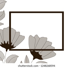 flowers with leaves and rectangle isolated icon