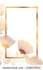 flowers with leaves and rectangle isolated icon