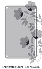 flowers with leaves and rectangle isolated icon