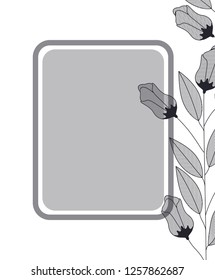 flowers with leaves and rectangle isolated icon