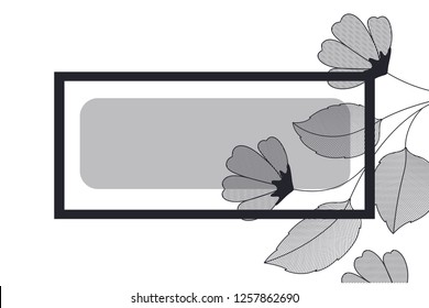 flowers with leaves and rectangle isolated icon