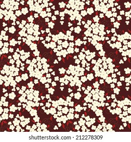flowers and  leaves seamless pattern