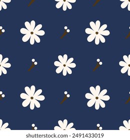 Flowers and leaves seamless pattern