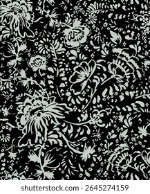 flowers with leaves seamless pattern on background
