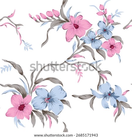 flowers and leaves seamless pattern vector flower pattern on white background