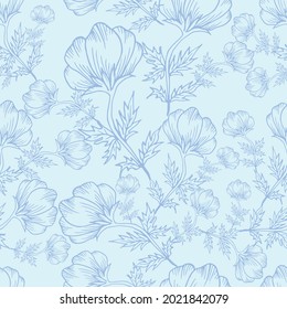 flowers and leaves seamless stitch pattern hand drawn flower background Floral design for printing decorative paper covers fabrics wallpaper interiors packaging and greeting cards vector illustration