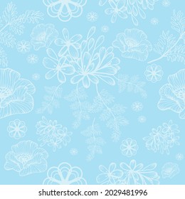 flowers and leaves seamless stitch pattern hand drawn flower christmas day background Floral design for printing decorative paper covers fabrics wallpaper interiors packaging  cards batik boho vector
