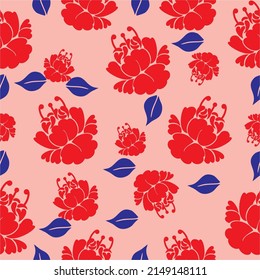 flowers and leaves seamless vector background