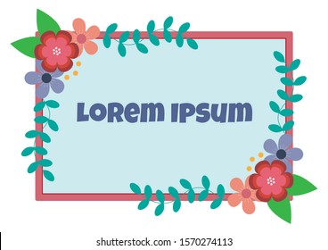 Flowers and leaves in a square frame for writing messages in the middle.