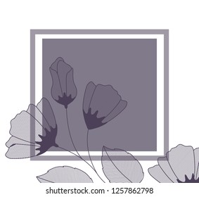 flowers with leaves and square icon