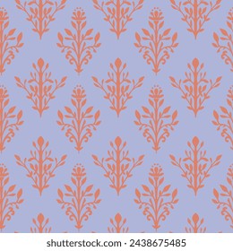 Flowers and leaves, stems and branches of plant. Floral adornment for textile and carpets, surfaces wrap and scrapbooking. Seamless pattern, wallpaper print or background. Vector in flat style