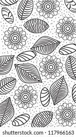 flowers, leaves and stones pattern
