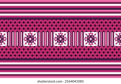 Flowers, leaves and stripes of color. Idea: Use with textiles, bags, rugs, felt, wallpaper, decorative wrapping paper, curtains, fashion, pink, purple and white themes.