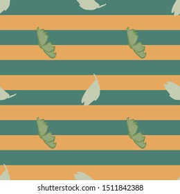 flowers leaves with stripes repeat pattern design.Great for textile design, kitchenware or homeware.