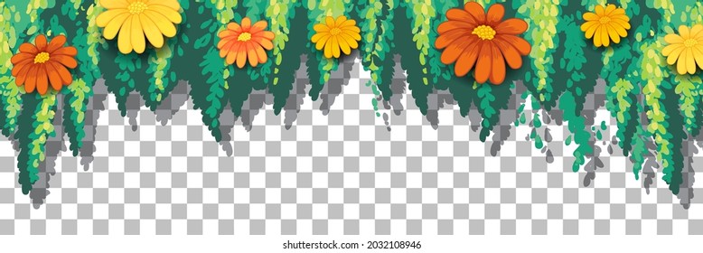 Flowers and leaves transparent background illustration