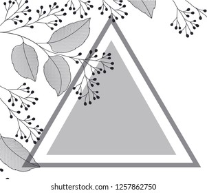 flowers with leaves and triangle icon