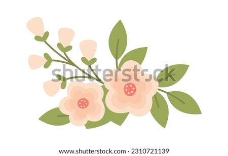 Flowers With Leaves Vector Illustration
