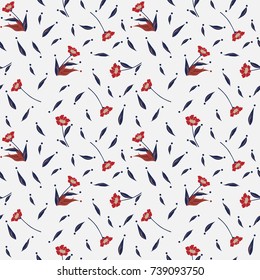 Flowers and Leaves Vector Pattern