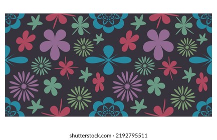 Flowers Leaves vector Repeated pattern design for allover print, Background textile febric print 