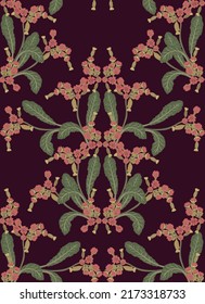 Flowers and leaves in vintage style, seamless pattern