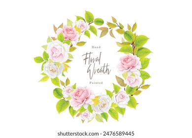 Flowers and leaves wreath design