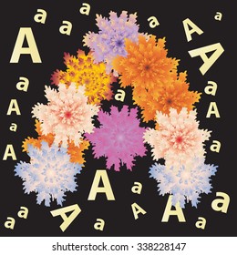 Flowers letter with "A" letter pattern on backgrounds