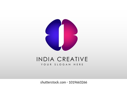 Flowers Letter I Logo. Creative I Letter Design Vector with Flowers