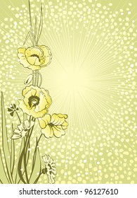 Flowers light green background with points and beams