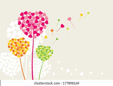 Flowers like a heart of love. Vector illustration with a clipping mask.
