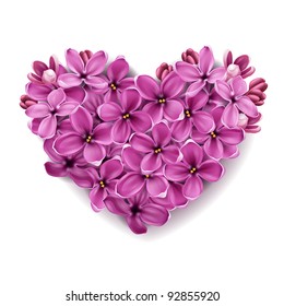 Flowers of a lilac in the form of a heart. An illustration on a theme of Valentine's day.