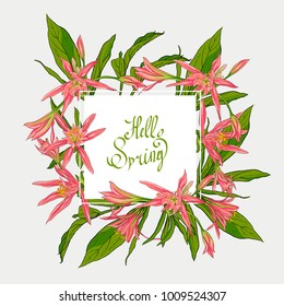 Flowers Lilies square frame, hello spring