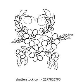 Flowers line art for  print on a greeting card, frames, magic, shopping bags, wall art, telephone case, wedding invitation, stickers, decorations, and t-shirts