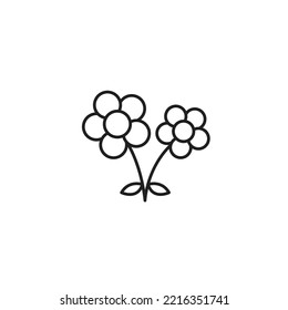Flowers line icon black and white
