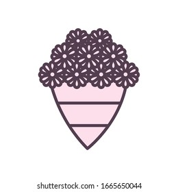 flowers line style icon design, natural floral nature plant ornament garden decoration and botany theme Vector illustration