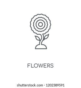 Flowers linear icon. Flowers concept stroke symbol design. Thin graphic elements vector illustration, outline pattern on a white background, eps 10.