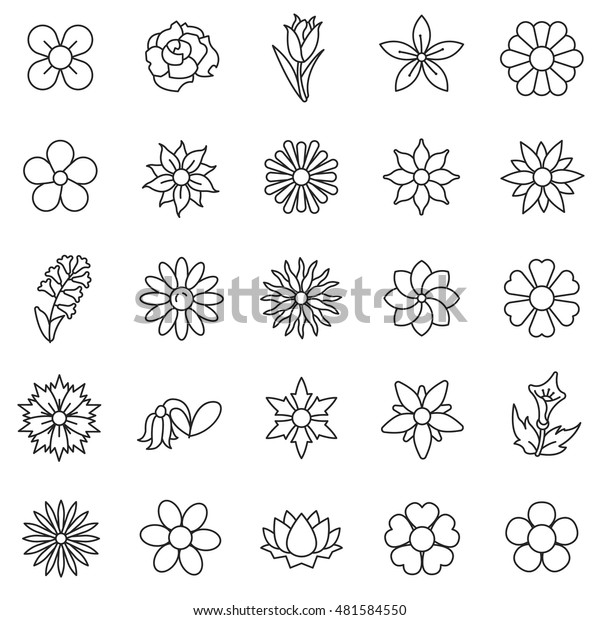 Flowers Linear Icons Set Stock Vector (Royalty Free) 481584550